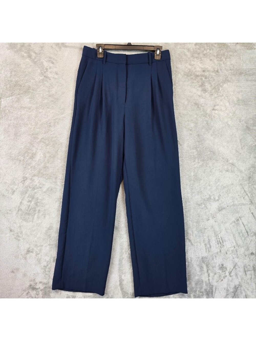 Wilfred Effortless Dress Pants Womens 10 Blue Crepe Pleated Wide Leg Work Office